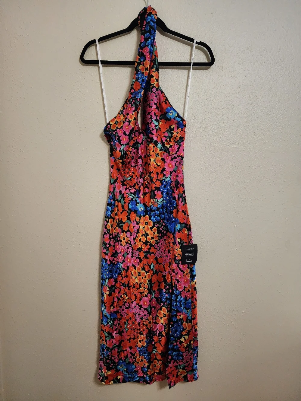 Lulu's Multicolor Floral Halter Midi Dress with High Slit - Picture 5 of 8